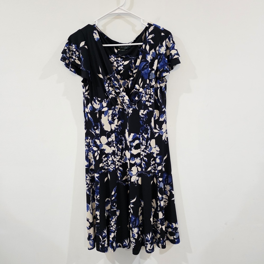 Lauren Ralph‎ Lauren Womens Floral Midi Dress Medium Cottage Classic Timeless